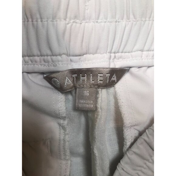 Athleta Cabo Linen 4" Shorts White Elastic Waist Drawstring 405722 Women's 16 - Picture 5 of 7